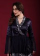 Navy Blue Embroidered Kurta With Printed Palazzo